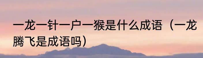 一龙一针一户一猴是什么成语（一龙腾飞是成语吗）