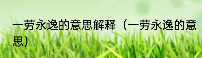 一劳永逸的意思解释（一劳永逸的意思）