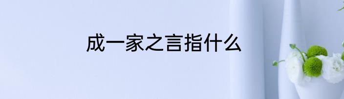 成一家之言指什么