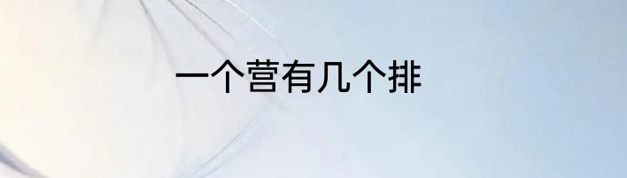 一个营有几个排