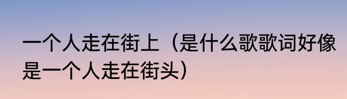一个人走在街上（是什么歌歌词好像是一个人走在街头）