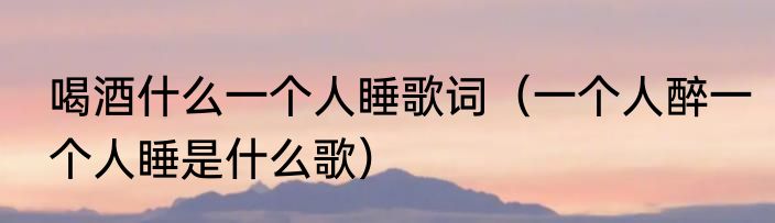 喝酒什么一个人睡歌词（一个人醉一个人睡是什么歌）