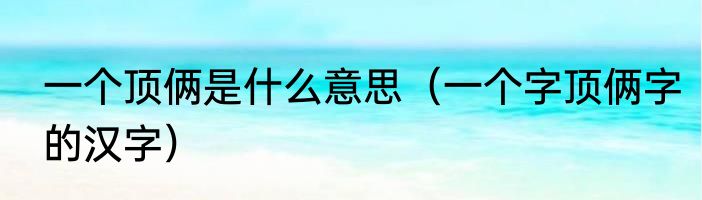 一个顶俩是什么意思（一个字顶俩字的汉字）