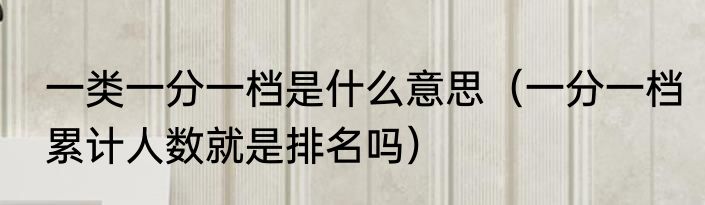一类一分一档是什么意思（一分一档累计人数就是排名吗）