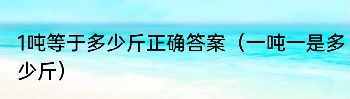 1吨等于多少斤正确答案（一吨一是多少斤）