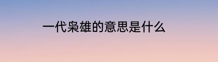 一代枭雄的意思是什么