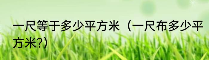 一尺等于多少平方米（一尺布多少平方米?）