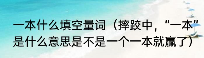 一本什么填空量词（摔跤中，“一本”是什么意思是不是一个一本就赢了）