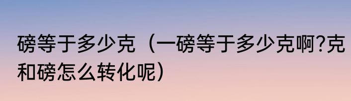磅等于多少克（一磅等于多少克啊?克和磅怎么转化呢）