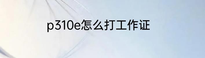 p310e怎么打工作证
