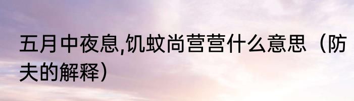 五月中夜息,饥蚊尚营营什么意思（防夫的解释）