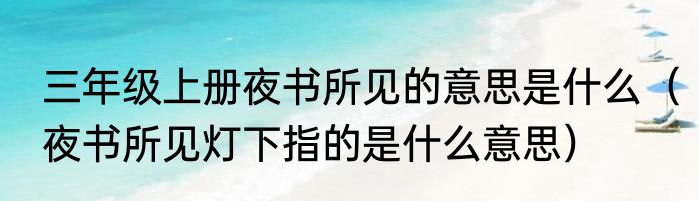 三年级上册夜书所见的意思是什么（夜书所见灯下指的是什么意思）