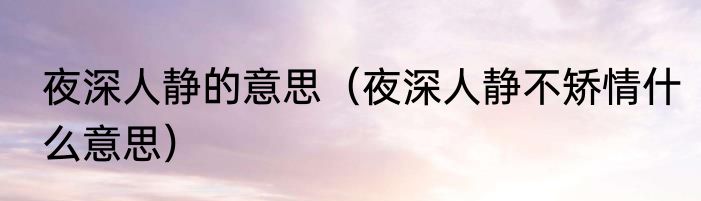 夜深人静的意思（夜深人静不矫情什么意思）