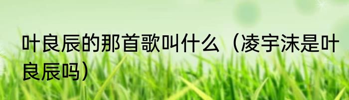 叶良辰的那首歌叫什么（凌宇沫是叶良辰吗）