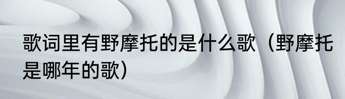 歌词里有野摩托的是什么歌（野摩托是哪年的歌）