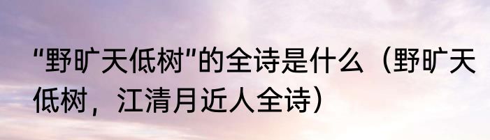 “野旷天低树”的全诗是什么（野旷天低树，江清月近人全诗）