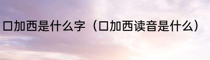 口加西是什么字（口加西读音是什么）