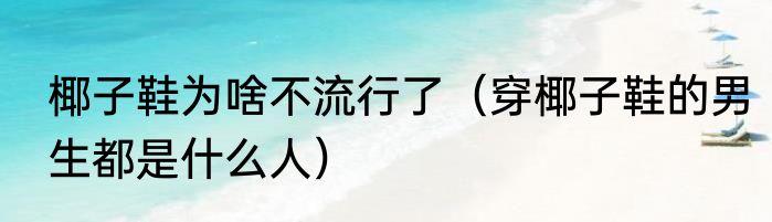 椰子鞋为啥不流行了（穿椰子鞋的男生都是什么人）