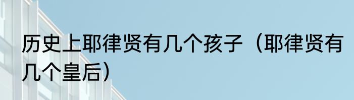 历史上耶律贤有几个孩子（耶律贤有几个皇后）