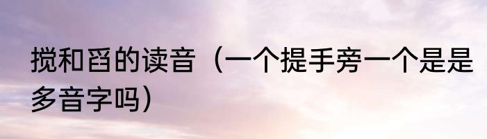 搅和舀的读音（一个提手旁一个是是多音字吗）