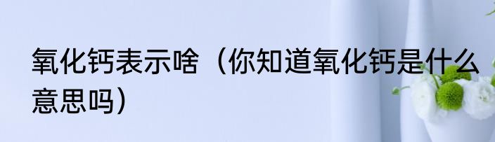 氧化钙表示啥（你知道氧化钙是什么意思吗）