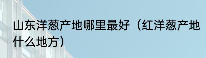山东洋葱产地哪里最好（红洋葱产地什么地方）