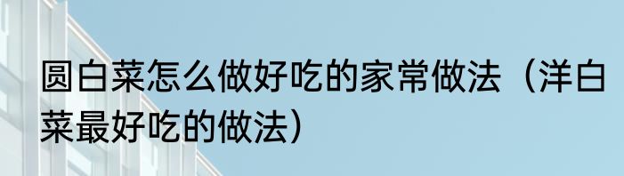 圆白菜怎么做好吃的家常做法（洋白菜最好吃的做法）