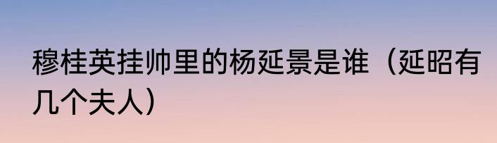 穆桂英挂帅里的杨延景是谁（延昭有几个夫人）
