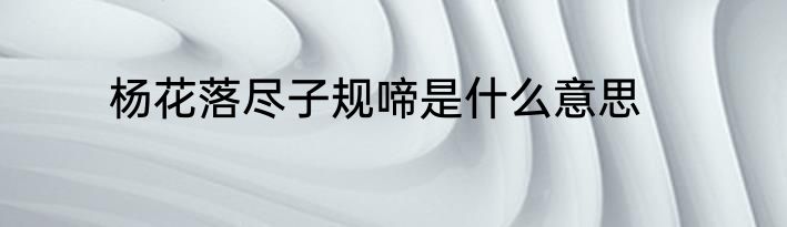杨花落尽子规啼是什么意思