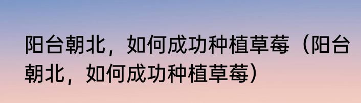 阳台朝北，如何成功种植草莓（阳台朝北，如何成功种植草莓）