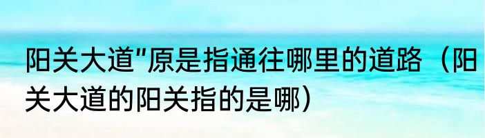 阳关大道”原是指通往哪里的道路（阳关大道的阳关指的是哪）