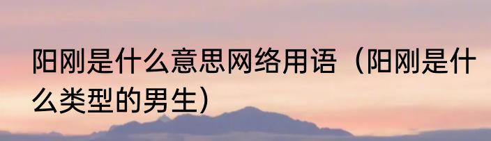 阳刚是什么意思网络用语（阳刚是什么类型的男生）