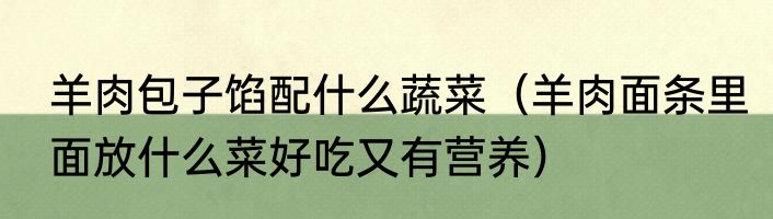 羊肉包子馅配什么蔬菜（羊肉面条里面放什么菜好吃又有营养）