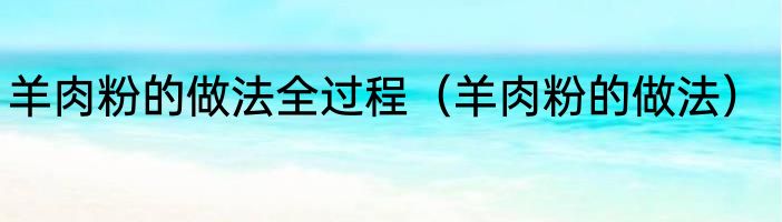 羊肉粉的做法全过程（羊肉粉的做法）