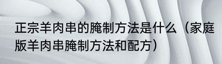 正宗羊肉串的腌制方法是什么（家庭版羊肉串腌制方法和配方）