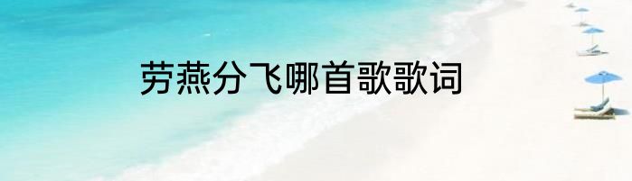 劳燕分飞哪首歌歌词