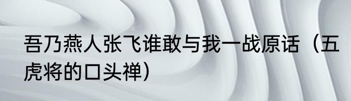 吾乃燕人张飞谁敢与我一战原话（五虎将的口头禅）