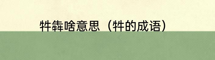 牪犇啥意思（牪的成语）