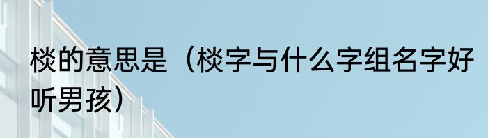 棪的意思是（棪字与什么字组名字好听男孩）