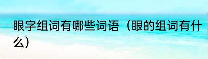 眼字组词有哪些词语（眼的组词有什么）