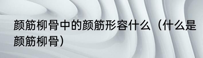 颜筋柳骨中的颜筋形容什么（什么是颜筋柳骨）
