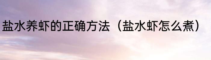 盐水养虾的正确方法（盐水虾怎么煮）