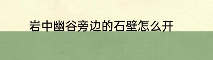 岩中幽谷旁边的石壁怎么开