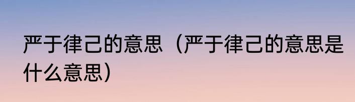 严于律己的意思（严于律己的意思是什么意思）