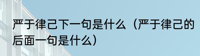 严于律己下一句是什么（严于律己的后面一句是什么）