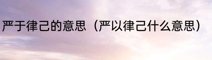 严于律己的意思（严以律己什么意思）