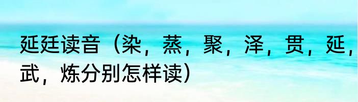 延廷读音（染，蒸，聚，泽，贯，延，武，炼分别怎样读）