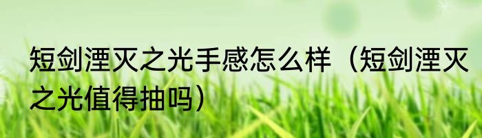 短剑湮灭之光手感怎么样（短剑湮灭之光值得抽吗）