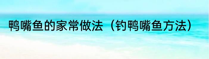 鸭嘴鱼的家常做法（钓鸭嘴鱼方法）