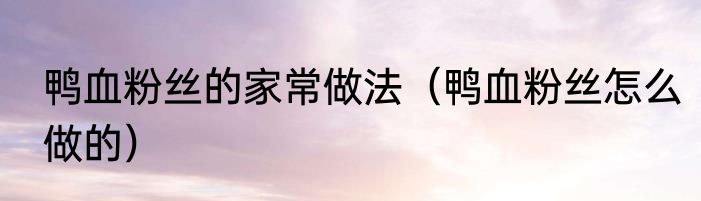 鸭血粉丝的家常做法（鸭血粉丝怎么做的）